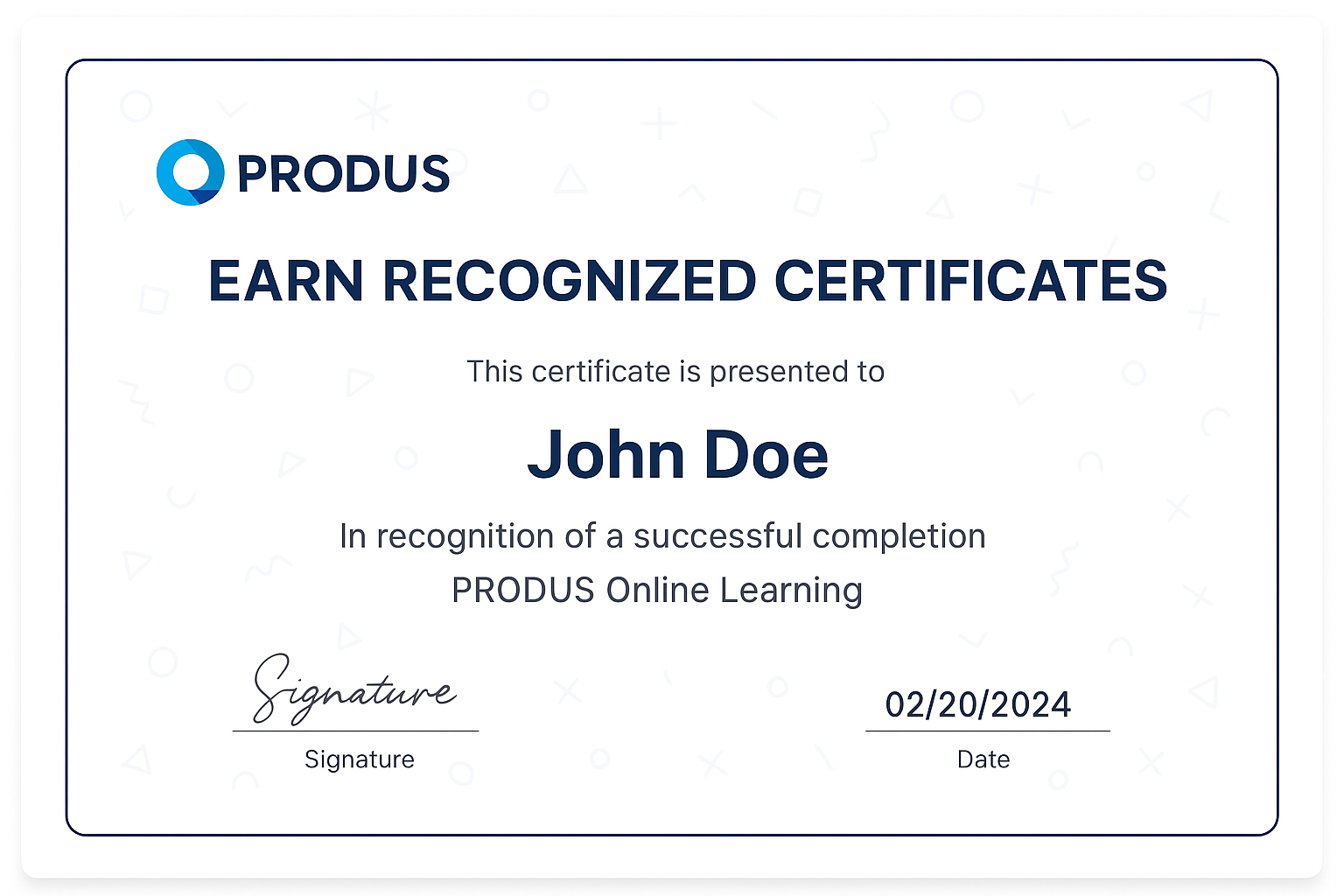 PRODUS Certificate